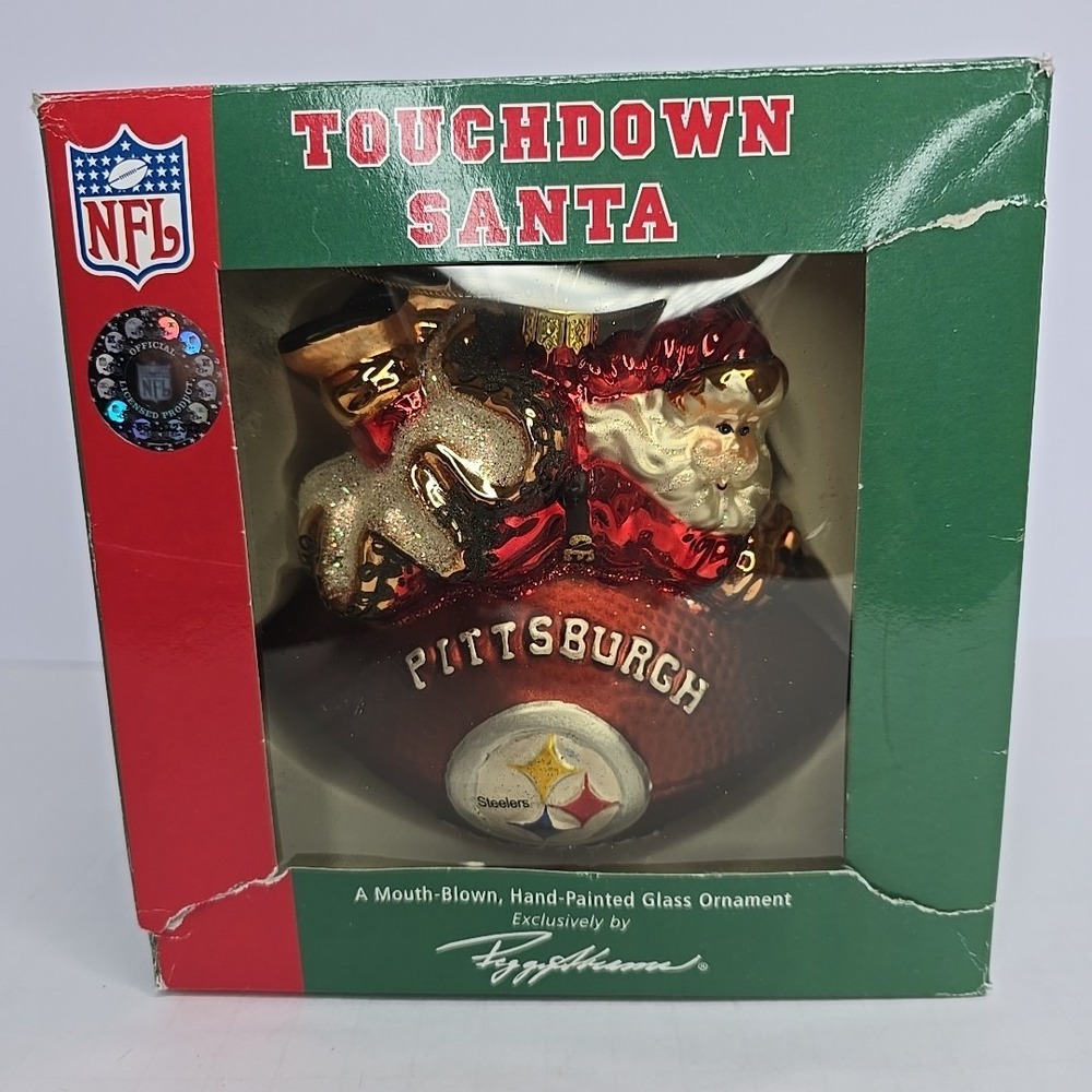 Pittsburgh‎ Steelers NFL Football Glass 5.5" Blown Christmas Ornament P. Abrams